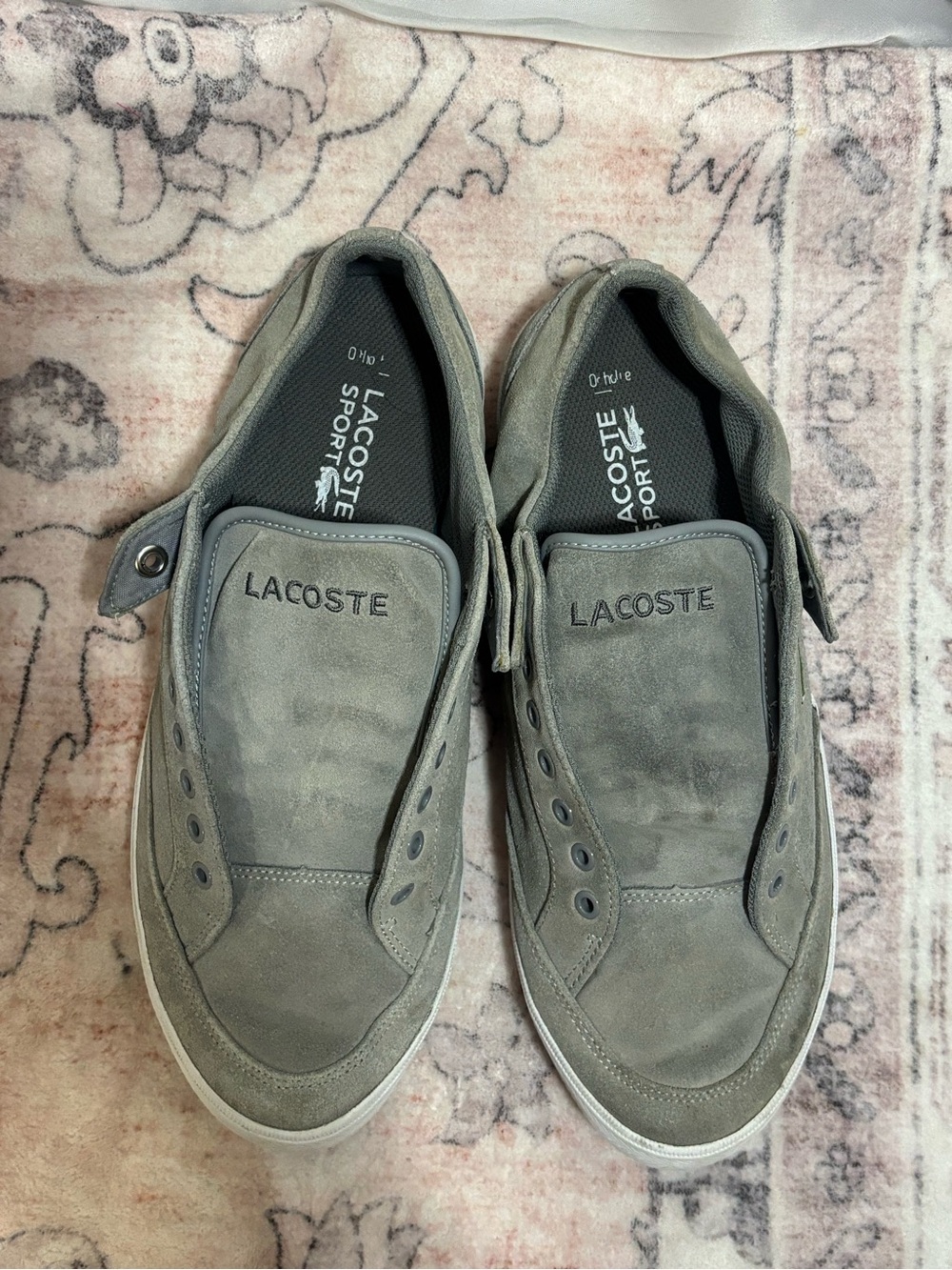 Lacoste Men's Gray Suede Slip-On Loafers